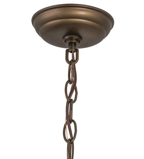 Meyda Lighting Whispering Pines 16" Antique Copper Pendant Light With Silver Mica Shade Glass