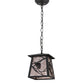 Meyda Lighting Whispering Pines 166557 10" Textured Black Pendant Light With Silver Mica Shade Glass
