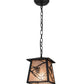 Meyda Lighting Whispering Pines 166557 10" Textured Black Pendant Light With Silver Mica Shade Glass
