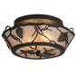 Meyda Lighting Whispering Pines 17" 2-Light Oil Rubbed Bronze Flush Mount Light With Silver Mica Shade Glass