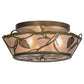 Meyda Lighting Whispering Pines 17" 3-Light Antique Copper Flush Mount Light With Silver Mica Shade Glass