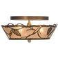 Meyda Lighting Whispering Pines 17" 3-Light Antique Copper Flush Mount Light With Silver Mica Shade Glass