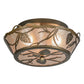 Meyda Lighting Whispering Pines 17" 3-Light Antique Copper Flush Mount Light With Silver Mica Shade Glass