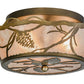 Meyda Lighting Whispering Pines 17" 3-Light Antique Copper Flush Mount Light With Silver Mica Shade Glass