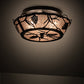 Meyda Lighting Whispering Pines 17" 3-Light Textured Black Flush Mount Light With Silver Mica Shade Glass