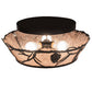 Meyda Lighting Whispering Pines 17" 3-Light Textured Black Flush Mount Light With Silver Mica Shade Glass