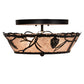 Meyda Lighting Whispering Pines 17" 3-Light Textured Black Flush Mount Light With Silver Mica Shade Glass
