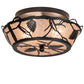 Meyda Lighting Whispering Pines 17" 3-Light Textured Black Flush Mount Light With Silver Mica Shade Glass