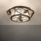 Meyda Lighting Whispering Pines 17" 4-Light Wrought Iron Flush Mount Light With Silver Mica Shade Glass