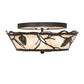 Meyda Lighting Whispering Pines 17" 4-Light Wrought Iron Flush Mount Light With Silver Mica Shade Glass
