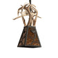 Meyda Lighting Whispering Pines 17" Costello Black Antler Pendant Light With Amber Mica Shade Glass