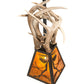 Meyda Lighting Whispering Pines 17" Costello Black Antler Pendant Light With Amber Mica Shade Glass