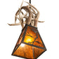 Meyda Lighting Whispering Pines 17" Costello Black Antler Pendant Light With Amber Mica Shade Glass