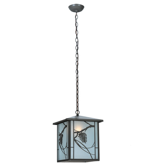 Meyda Lighting Whispering Pines 17" Timeless Bronze Lantern Pendant Light With Clear Shade Glass