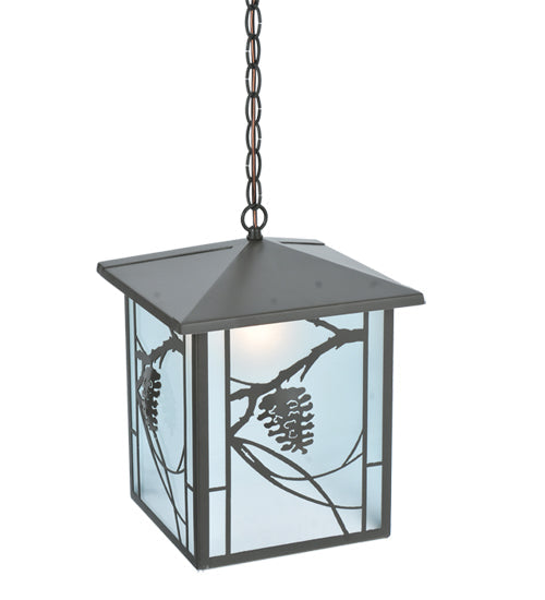 Meyda Lighting Whispering Pines 17" Timeless Bronze Lantern Pendant Light With Clear Shade Glass