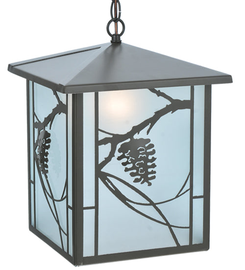 Meyda Lighting Whispering Pines 17" Timeless Bronze Lantern Pendant Light With Clear Shade Glass