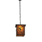 Meyda Lighting Whispering Pines 17" Wrought Iron Pendant Light With Amber Mica Shade Glass