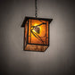 Meyda Lighting Whispering Pines 17" Wrought Iron Pendant Light With Amber Mica Shade Glass