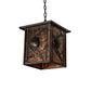 Meyda Lighting Whispering Pines 17" Wrought Iron Pendant Light With Amber Mica Shade Glass