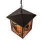 Meyda Lighting Whispering Pines 17" Wrought Iron Pendant Light With Amber Mica Shade Glass