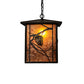 Meyda Lighting Whispering Pines 17" Wrought Iron Pendant Light With Amber Mica Shade Glass