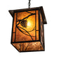 Meyda Lighting Whispering Pines 17" Wrought Iron Pendant Light With Amber Mica Shade Glass