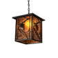 Meyda Lighting Whispering Pines 17" Wrought Iron Pendant Light With Amber Mica Shade Glass