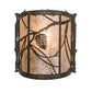 Meyda Lighting Whispering Pines 177793 9" Timeless Bronze Wall Sconce With Silver Mica Shade Glass