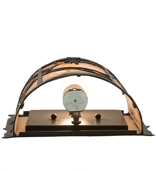 Meyda Lighting Whispering Pines 177793 9" Timeless Bronze Wall Sconce With Silver Mica Shade Glass