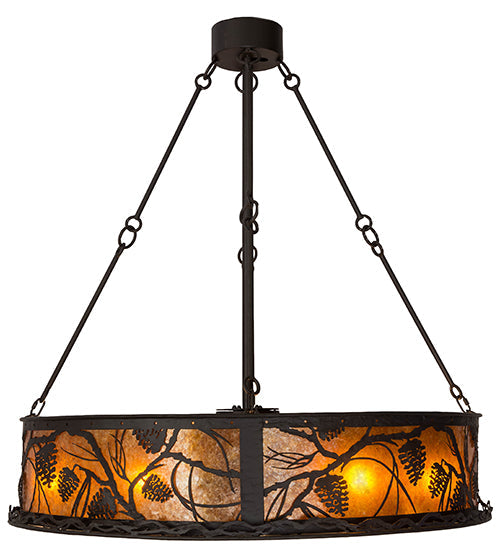 Meyda Lighting Whispering Pines 181388 45" 16-Light Oil Rubbed Bronze Chandelier With Amber Mica Shade Glass and Fan