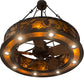 Meyda Lighting Whispering Pines 181388 45" 16-Light Oil Rubbed Bronze Chandelier With Amber Mica Shade Glass and Fan