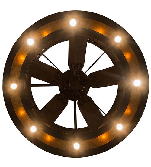 Meyda Lighting Whispering Pines 181388 45" 16-Light Oil Rubbed Bronze Chandelier With Amber Mica Shade Glass and Fan