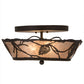 Meyda Lighting Whispering Pines 186439 17" 2-Light Oil Rubbed Bronze Flush Mount Light With Silver Mica Shade Glass
