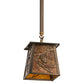 Meyda Lighting Whispering Pines 187586 10" Antique Copper Mini Pendant Light With Amber Mica Shade Glass