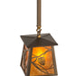 Meyda Lighting Whispering Pines 187586 10" Antique Copper Mini Pendant Light With Amber Mica Shade Glass