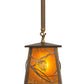Meyda Lighting Whispering Pines 187586 10" Antique Copper Mini Pendant Light With Amber Mica Shade Glass
