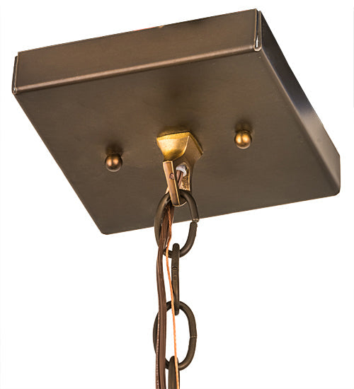 Meyda Lighting Whispering Pines 187586 10" Antique Copper Mini Pendant Light With Amber Mica Shade Glass
