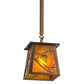Meyda Lighting Whispering Pines 187586 10" Antique Copper Mini Pendant Light With Amber Mica Shade Glass