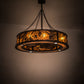 Meyda Lighting Whispering Pines 191879 45" 12-Light Oil Rubbed Bronze Chandelier With Amber Mica Shade Glass and Fan