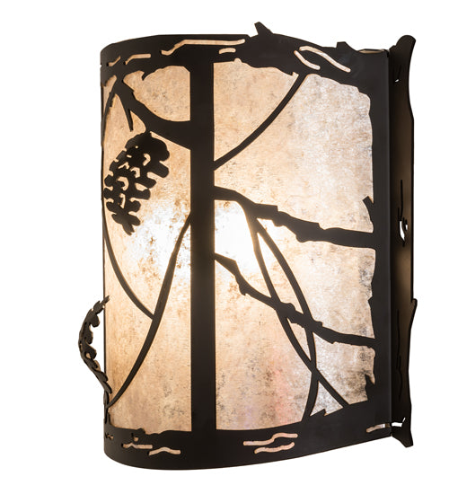 Meyda Lighting Whispering Pines 20" 2-Light Oil Rubbed Bronze Wall Sconce With Silver Mica Shade Glass