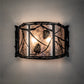 Meyda Lighting Whispering Pines 20" 2-Light Solar Black Wall Sconce With Silver Mica Shade Glass