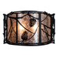 Meyda Lighting Whispering Pines 20" 2-Light Solar Black Wall Sconce With Silver Mica Shade Glass