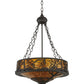 Meyda Lighting Whispering Pines 20" 4-Light Oil Rubbed Bronze Inverted Pendant Light With Amber Mica Shade Glass