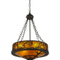 Meyda Lighting Whispering Pines 20" 4-Light Oil Rubbed Bronze Inverted Pendant Light With Amber Mica Shade Glass