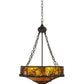 Meyda Lighting Whispering Pines 20" 4-Light Oil Rubbed Bronze Inverted Pendant Light With Amber Mica Shade Glass