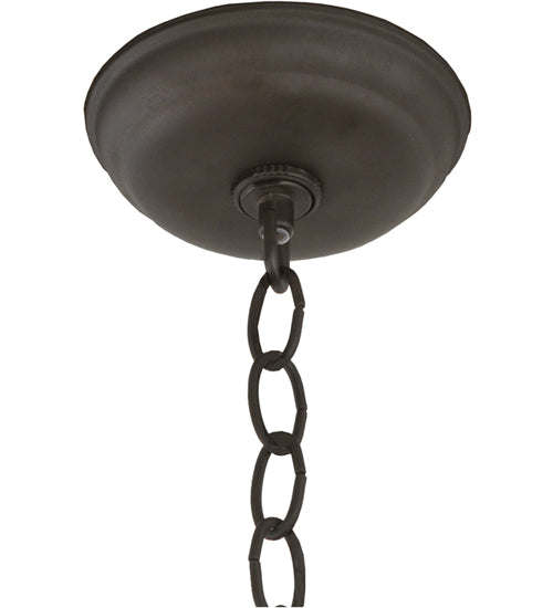 Meyda Lighting Whispering Pines 20" 4-Light Oil Rubbed Bronze Inverted Pendant Light With Amber Mica Shade Glass
