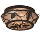 Meyda Lighting Whispering Pines 211891 12" 2-Light Oil Rubbed Bronze Flush Mount Light With Silver Mica Shade Glass