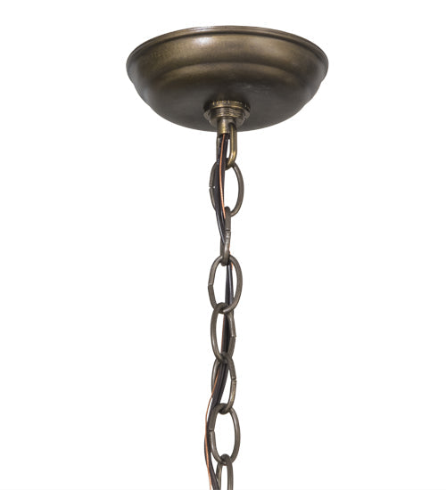 Meyda Lighting Whispering Pines 22" 2-Light Antique Copper Pendant Light With Amber Mica Shade Glass