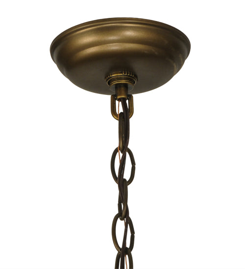 Meyda Lighting Whispering Pines 22" 2-Light Antique Copper Pendant Light With Beige Art Shade Glass