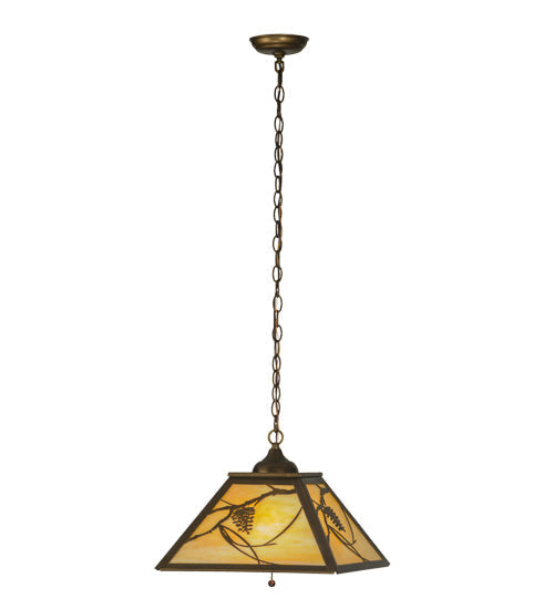 Meyda Lighting Whispering Pines 22" 2-Light Antique Copper Pendant Light With Beige Art Shade Glass